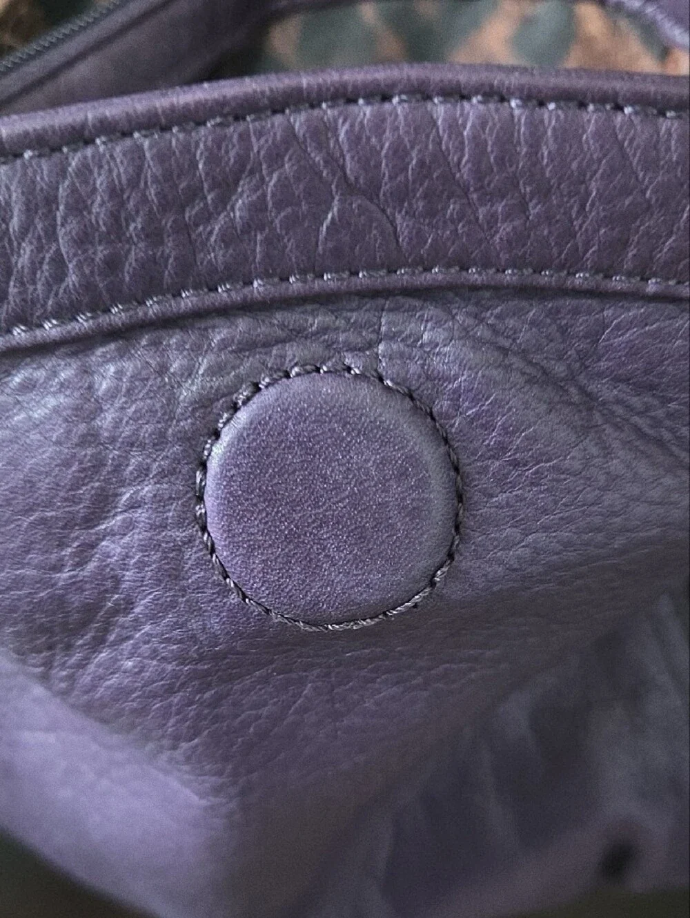 B. Makowsky Purple Pebbled Leather Slouchy Hobo Bag Bronze Straps